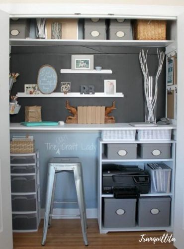 A dead corner transformed into work-from-home nook. Soothing grey colour for eye comfort. sleek racks & slide-in drawers for storage. 2BHK at Beliaghata