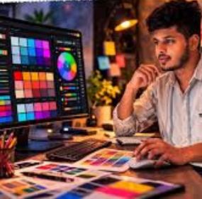 man dedicated for choosing right color palette